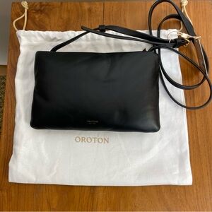 NWT Oroton Heath Leather Padded‎ Crossbody Bag Black